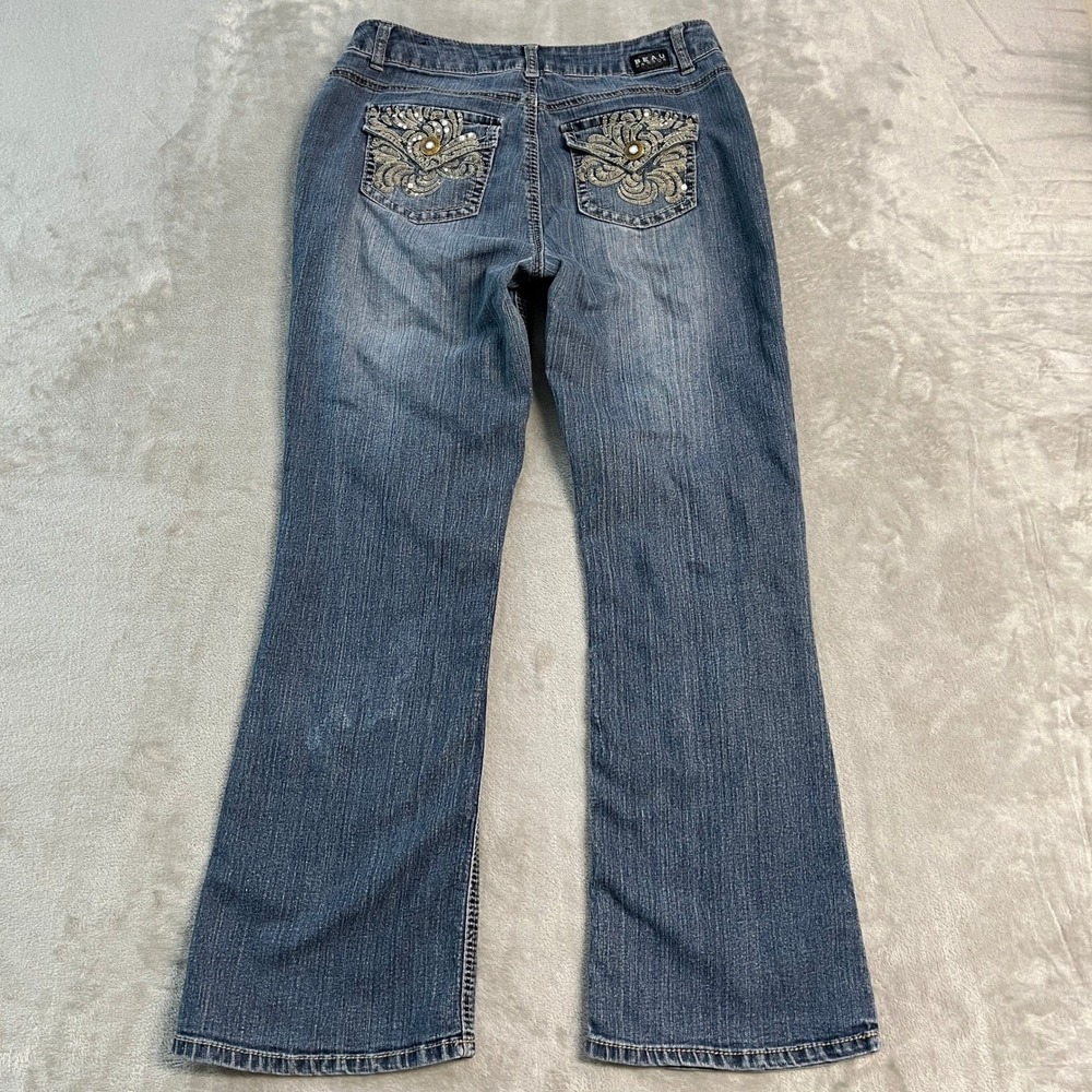 Beau Dawson Womens 10 (29x28) Medium Wash Embroidered Sequin Bootcut Jeans Blue